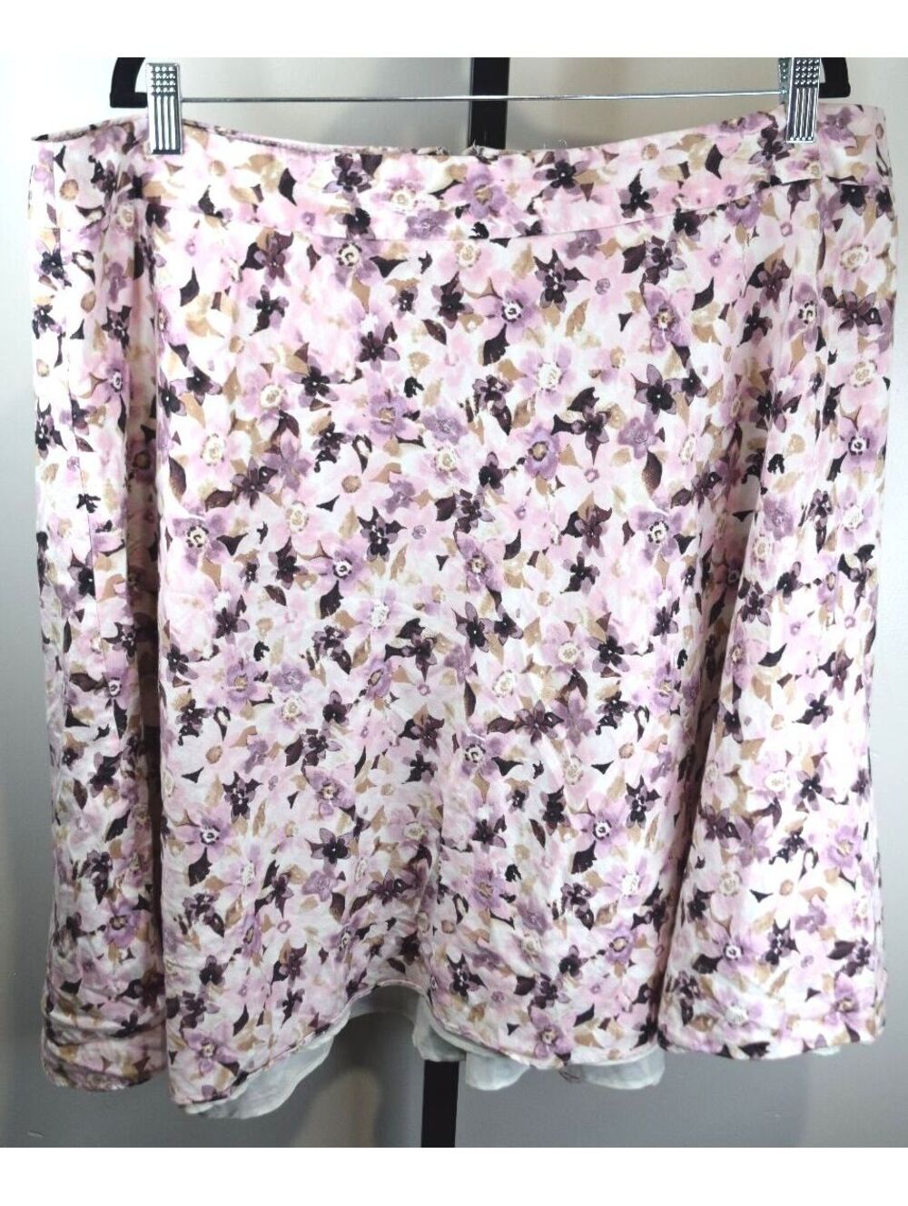 CJ Banks Pink Purple Floral Print A-Line Skirt Plus Size 20W